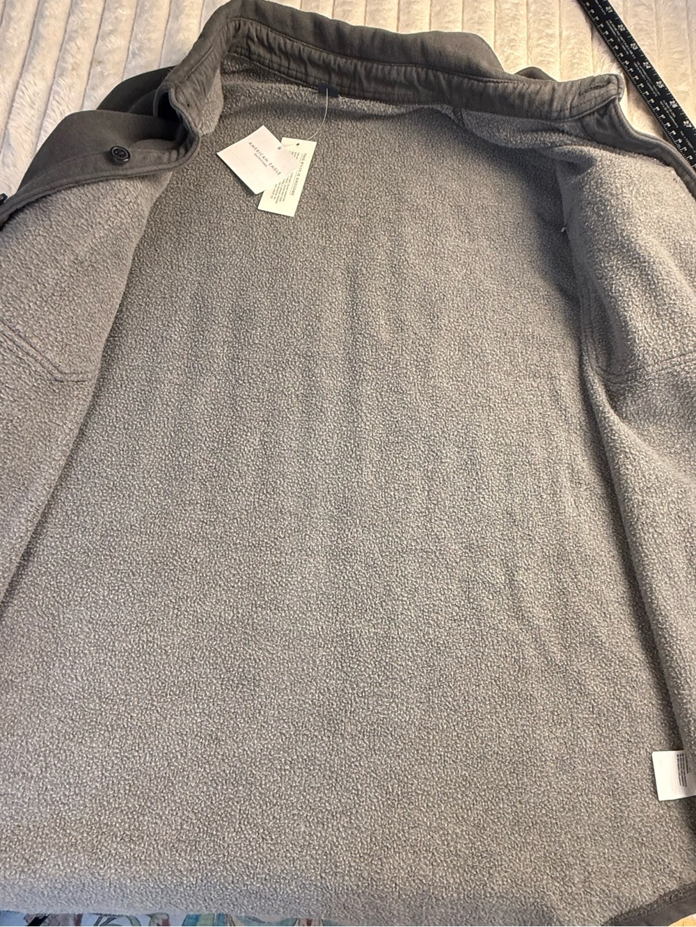 NWT American Eagle Supersoft Gray Fleece Lined Shacket L - Picture 9 of 12